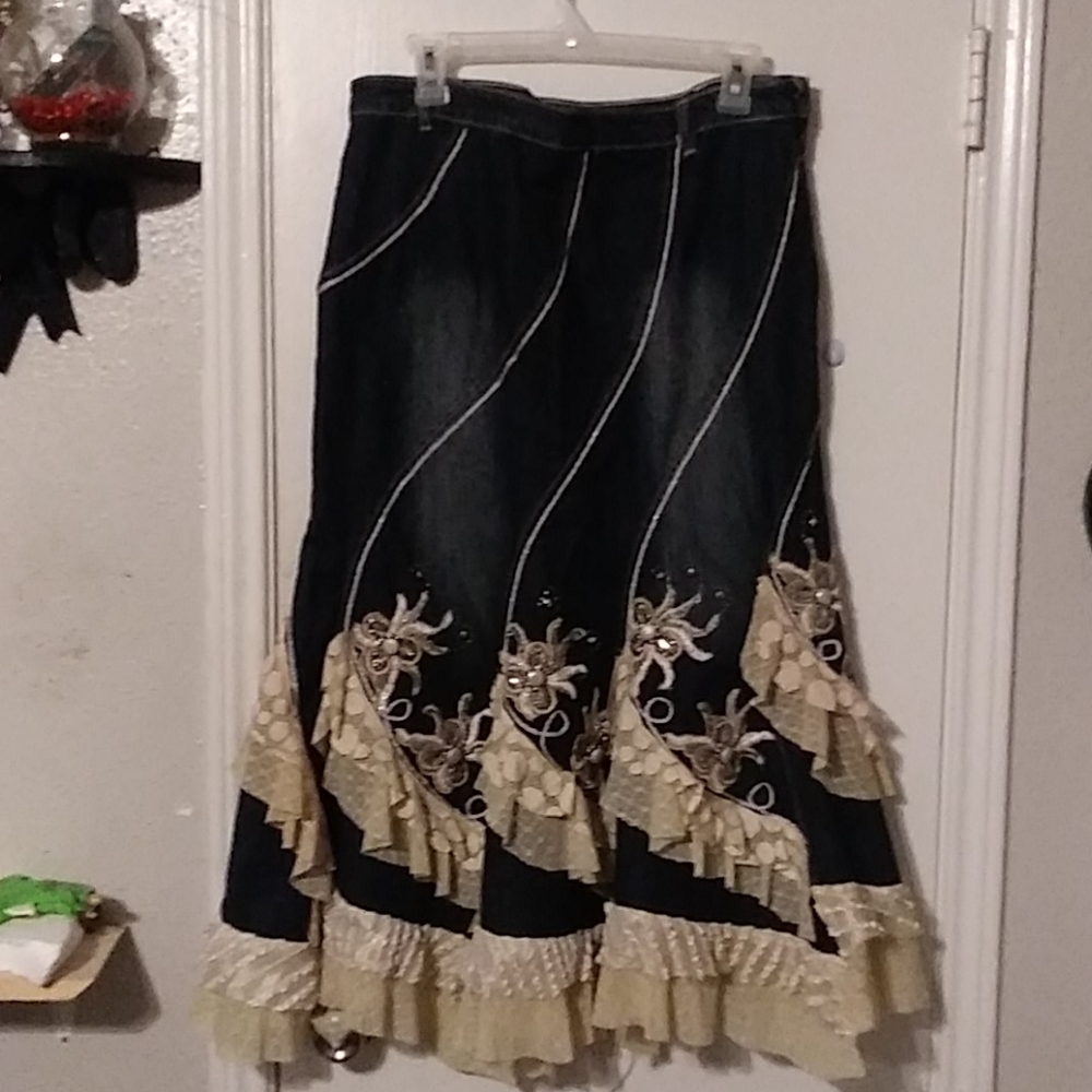 Waist 36th Blue Denim Mermaid Skirt